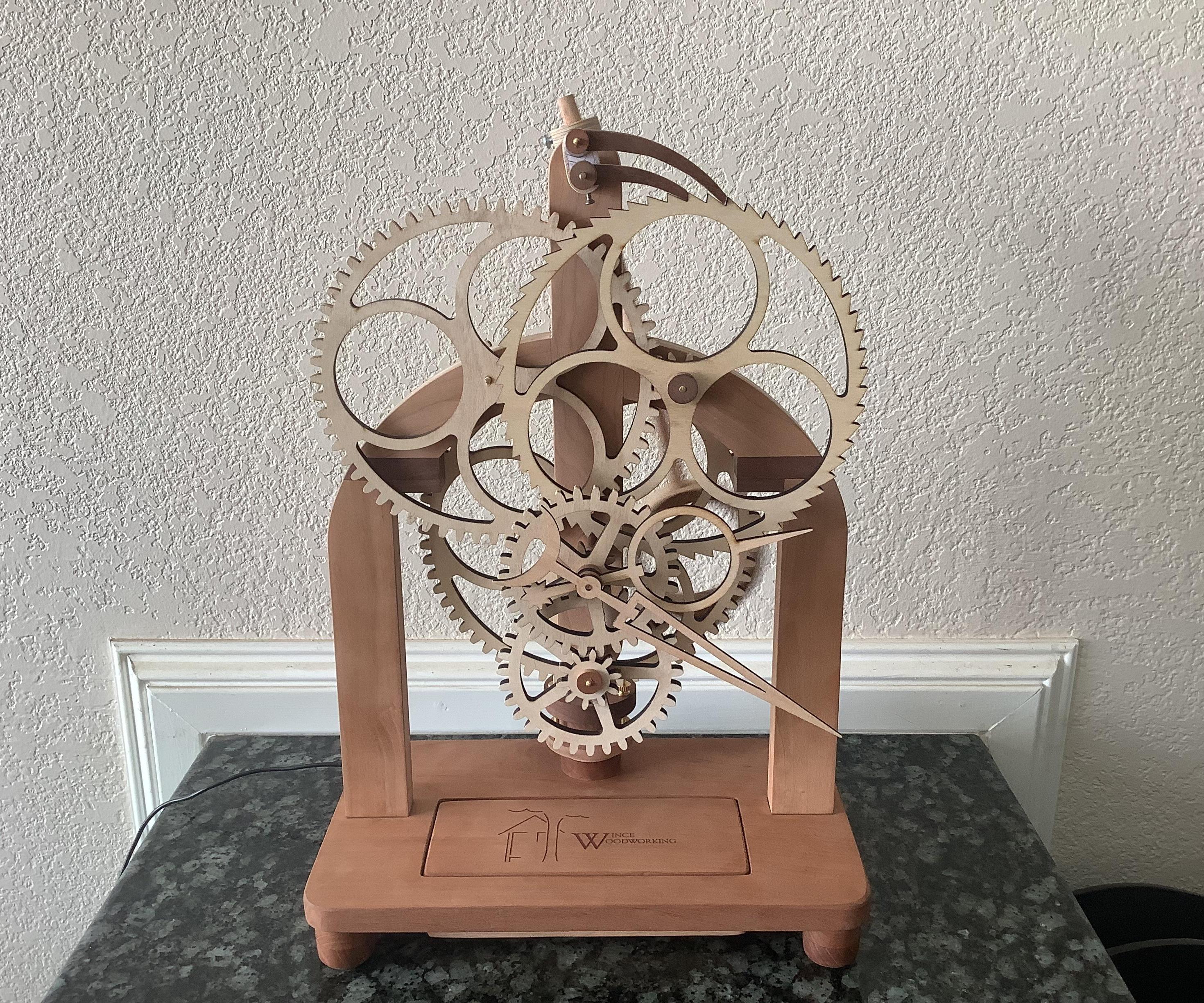 Electromagnetically Impulsed Wooden Gear Clock - DXF Files Included