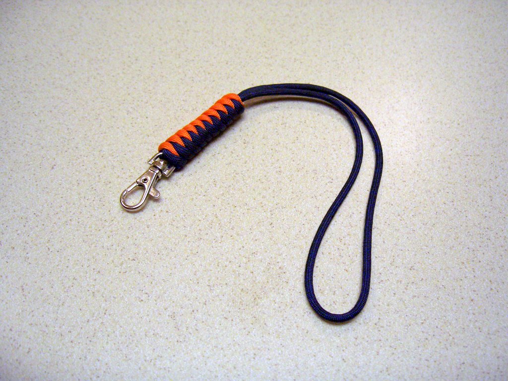 Paracord wrist lanyard made with the snake knot