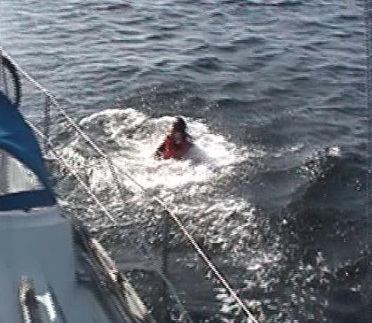 Rescuing someone fallen overboard from a boat