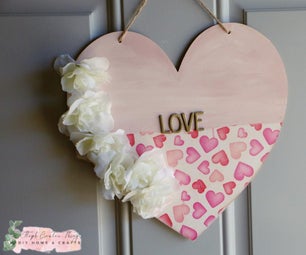 Decorate a Wooden Heart: Gift Tissue Paper and Faux Floral DIY Tutorial