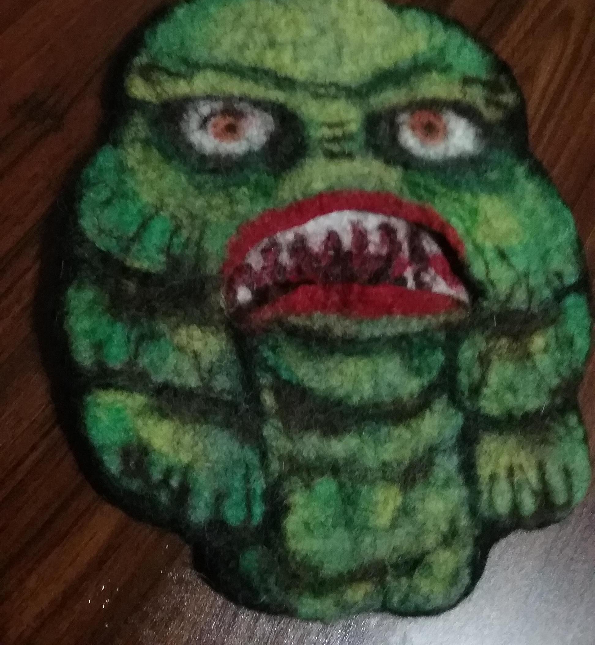 Creature From the Black Lagoon Felted Wool Potholder