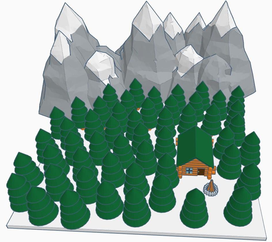 Pine Forest Diorama in Tinkercad