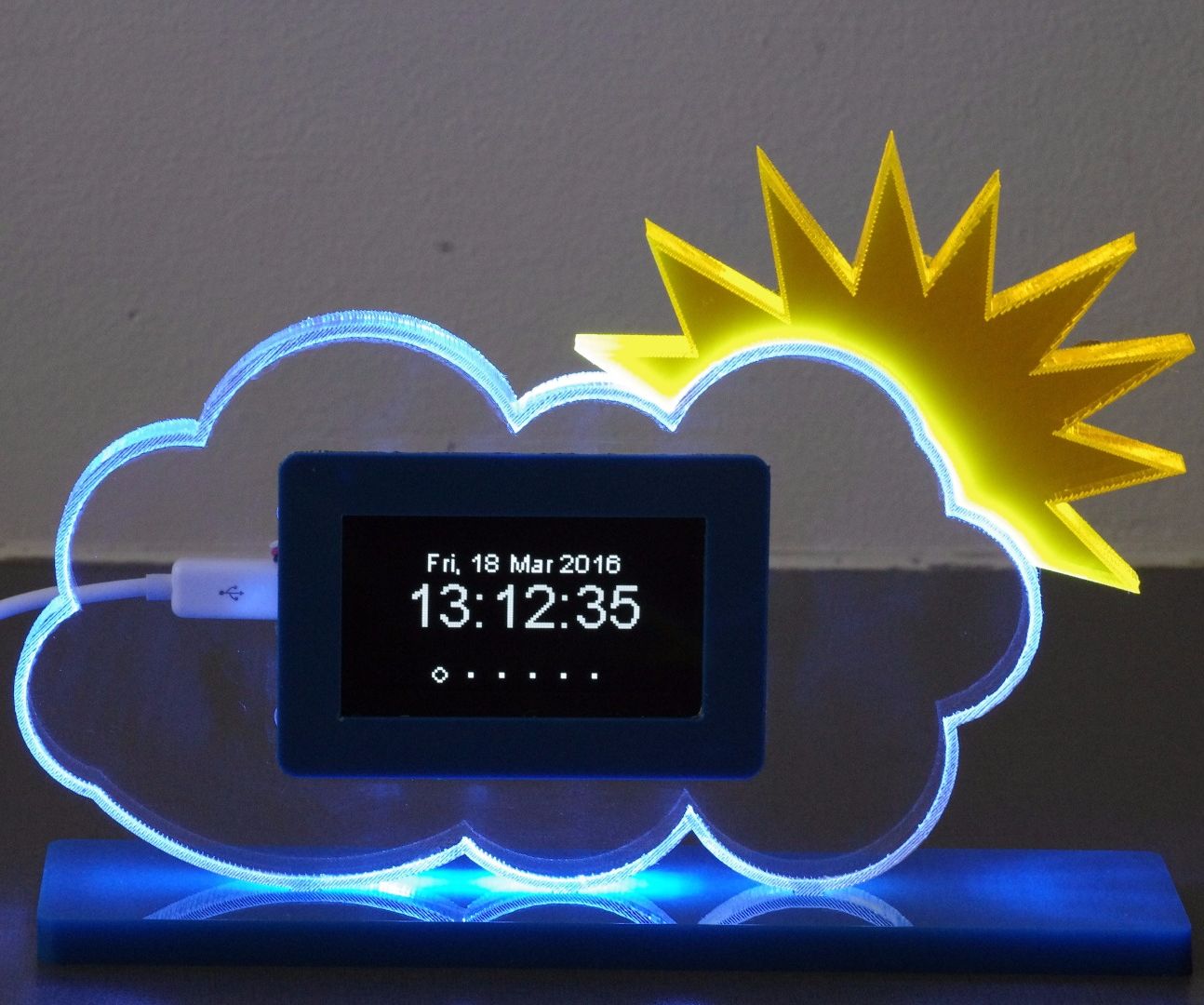Acrylic sheet RGB glowing Weather station with indoor/outdoor/forecast using ESP8266