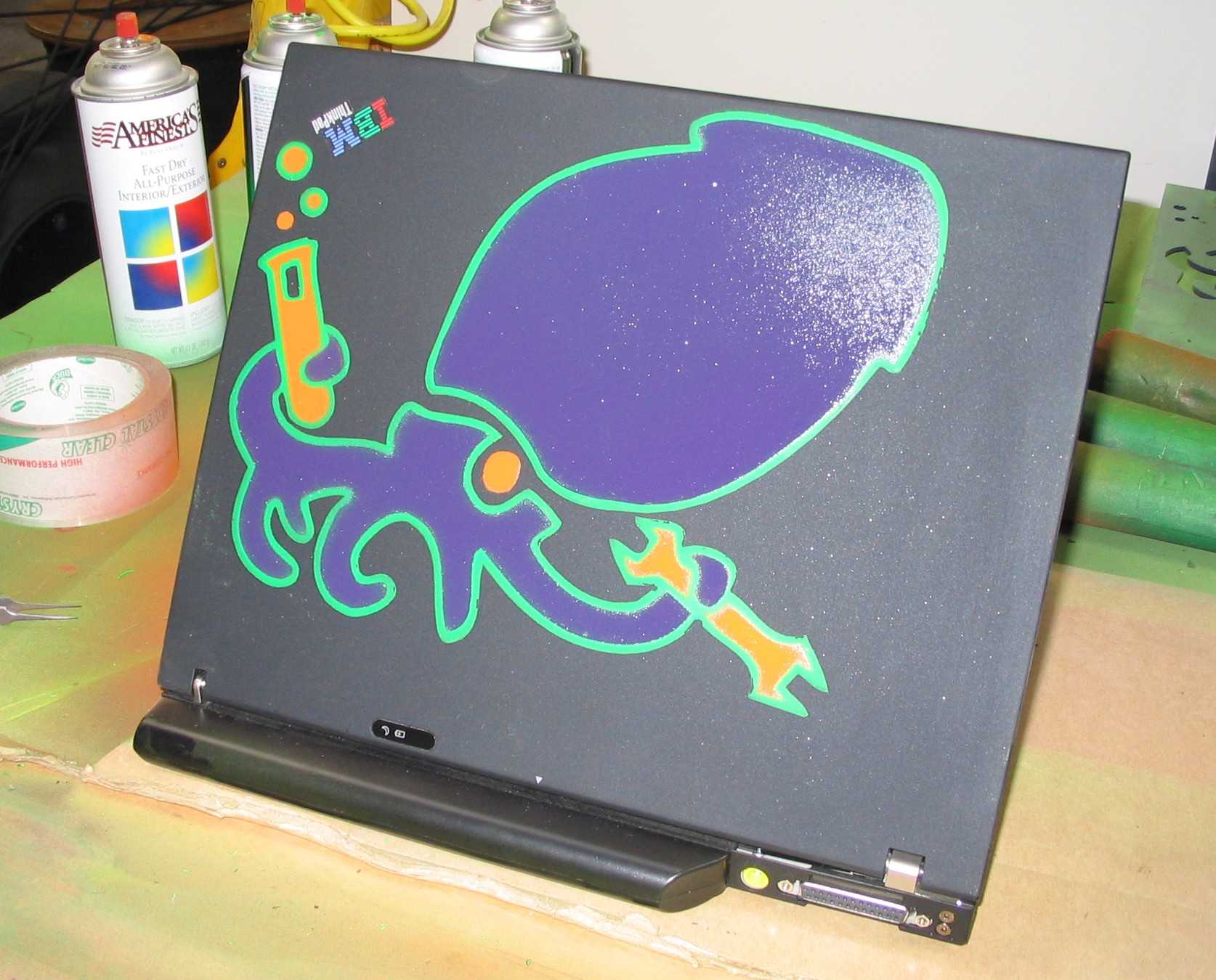 Spray paint stencil for laptop