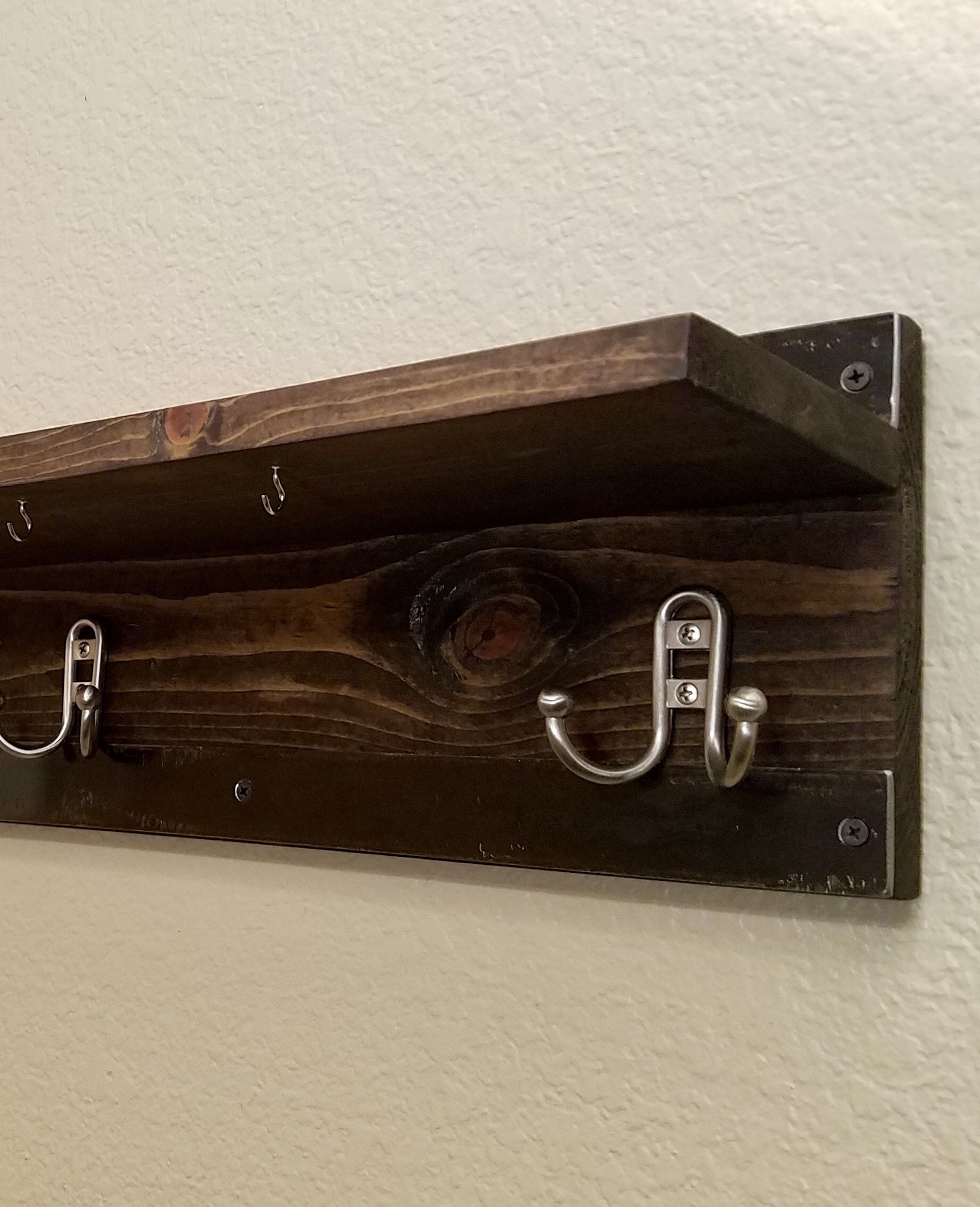 All-In-One Rustic Coat Rack, Floating Shelf Key Ring