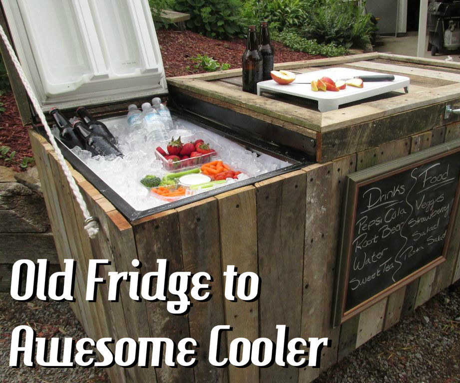 Awesome Rustic Cooler From Broken Refrigerator and Pallets