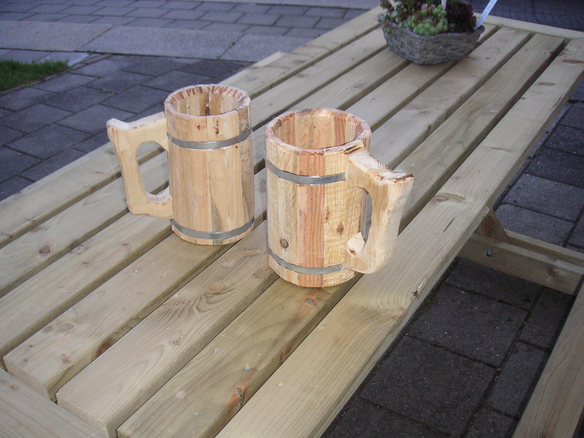 wooden beer mug