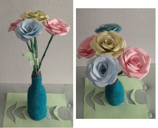 Paper Mache Vase With Paper Flowers