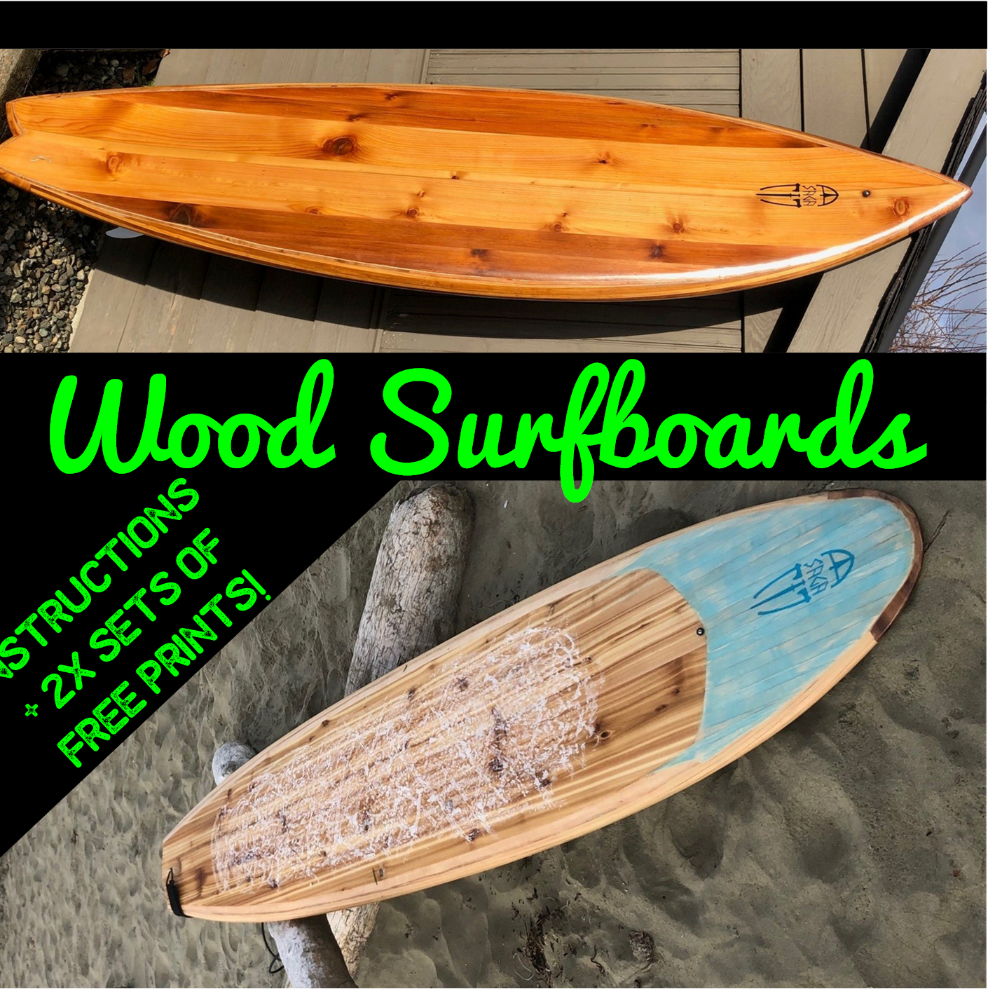 Hollow Wood Surfboard - Plywood and Cedar