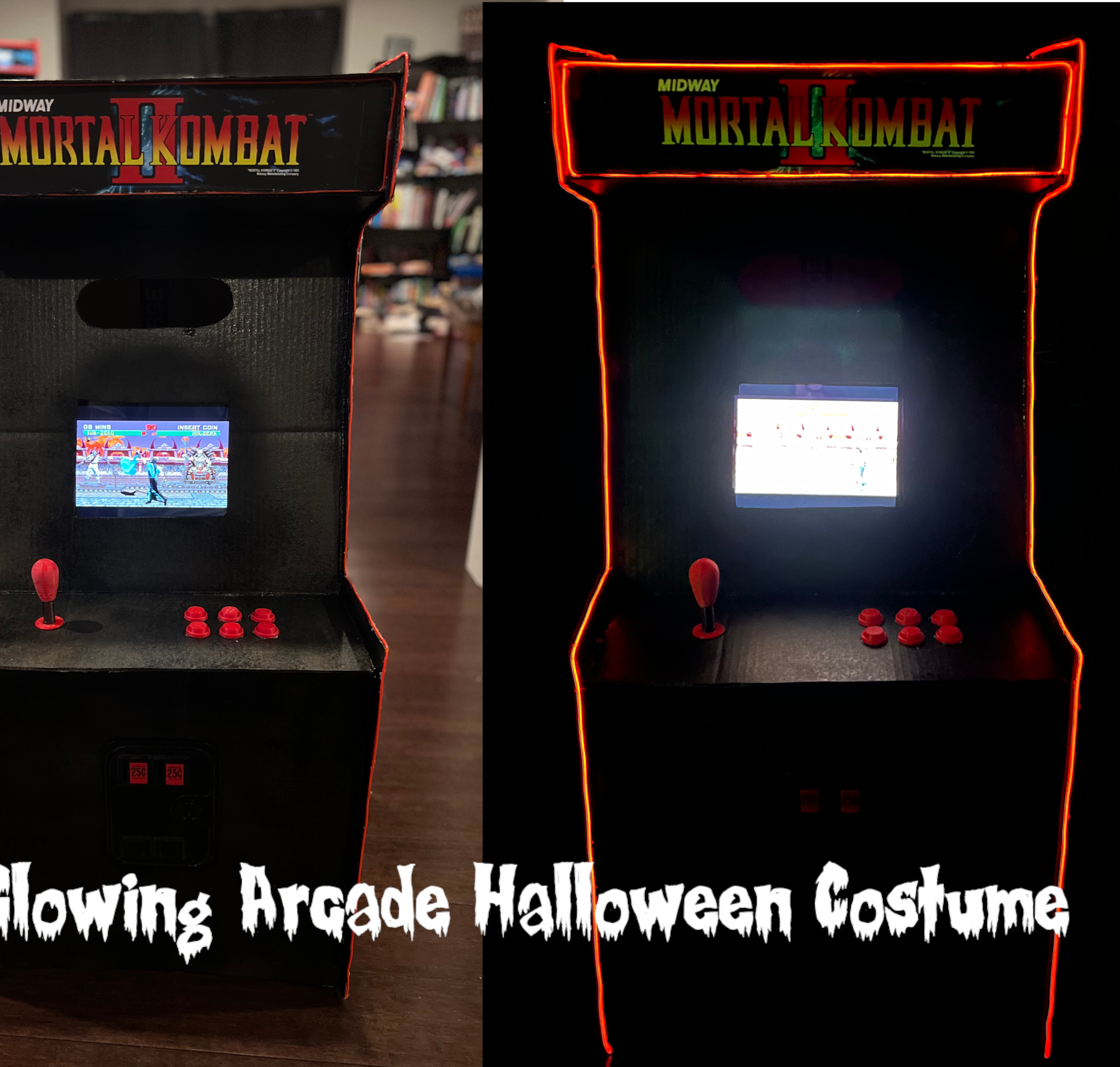 DIY Glowing Arcade Halloween Cardboard Costume