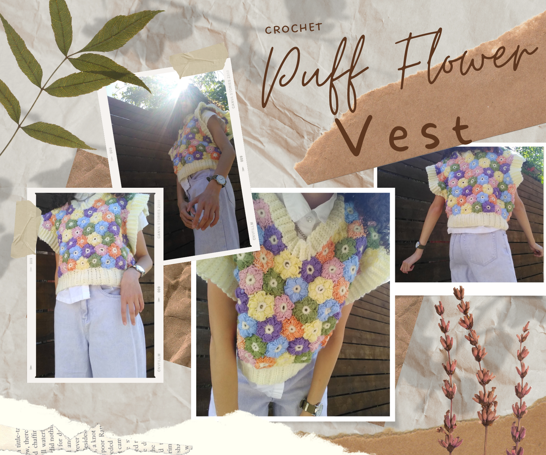 🌸 Crochet Puff-Flower Vest 🌸
