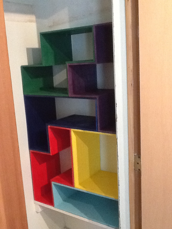 Tetris shaped board game closet