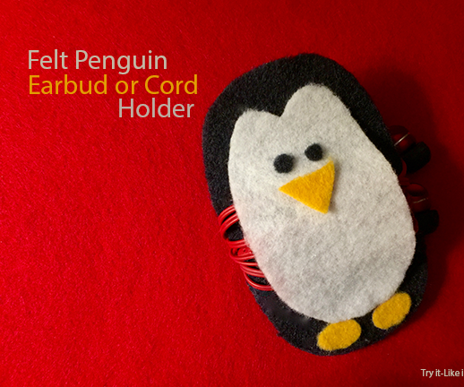 Make a Felt Penguin Earbud or Cord Holder