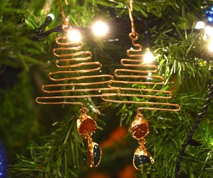 Electroformed Christmas Tree Ornament Earrings