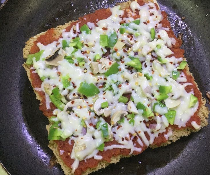 Double Decker Bread Pizza on Stovetop