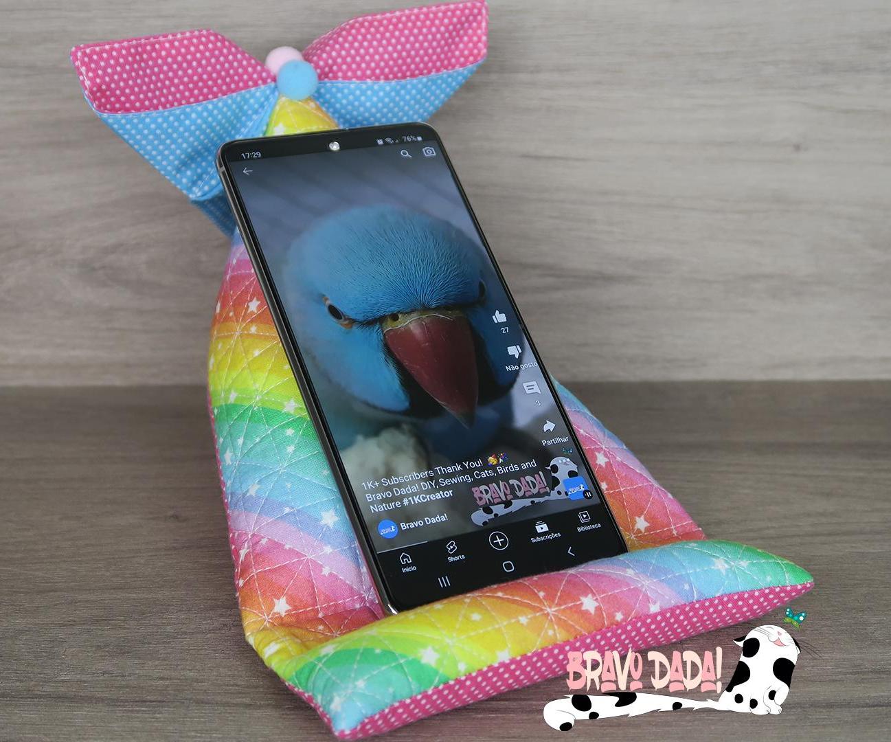 DIY How to Make a Quilted Electronic Device Pillow Stand + Fabric Origami Butterfly - Bravo Dada! Sewing Tutorial