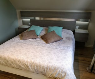 Headboard With Integrated Bedside Tables and Lighting