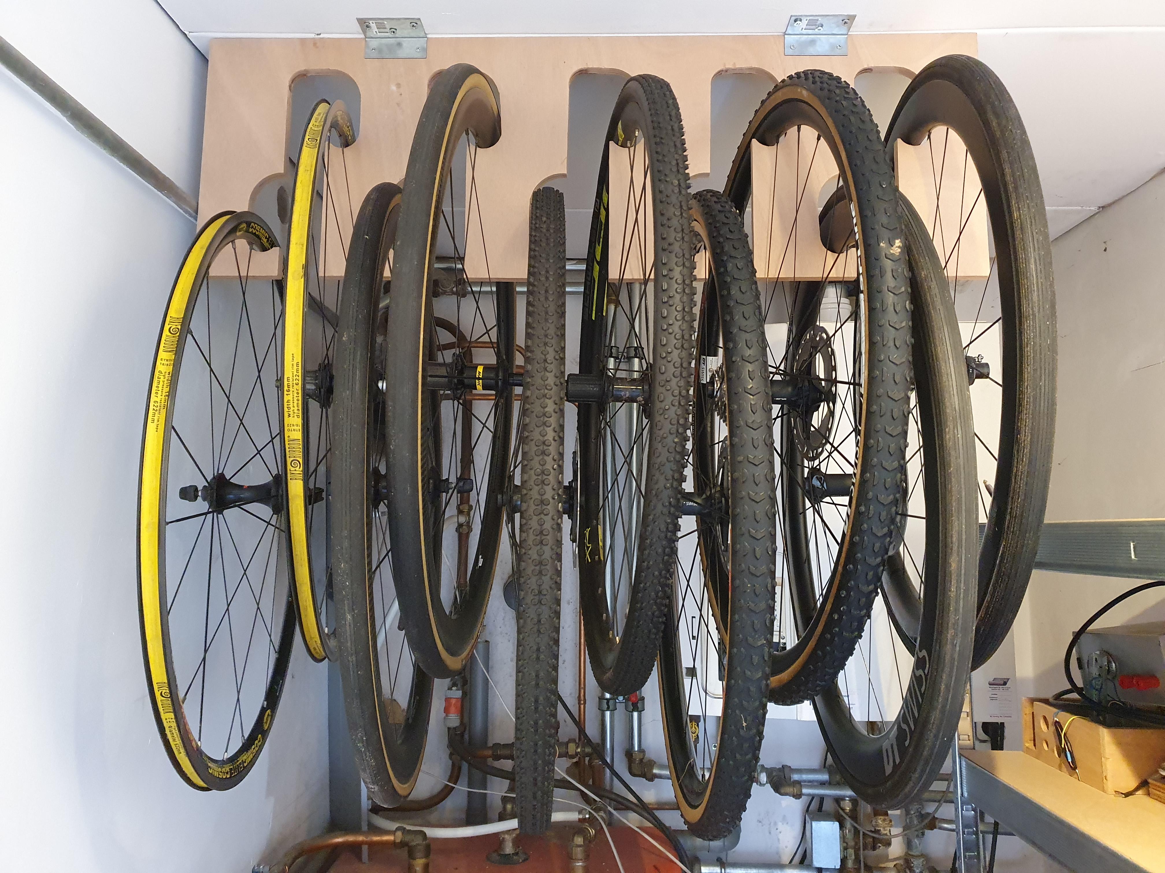 Compact Plywood Bicycle Wheel Rack