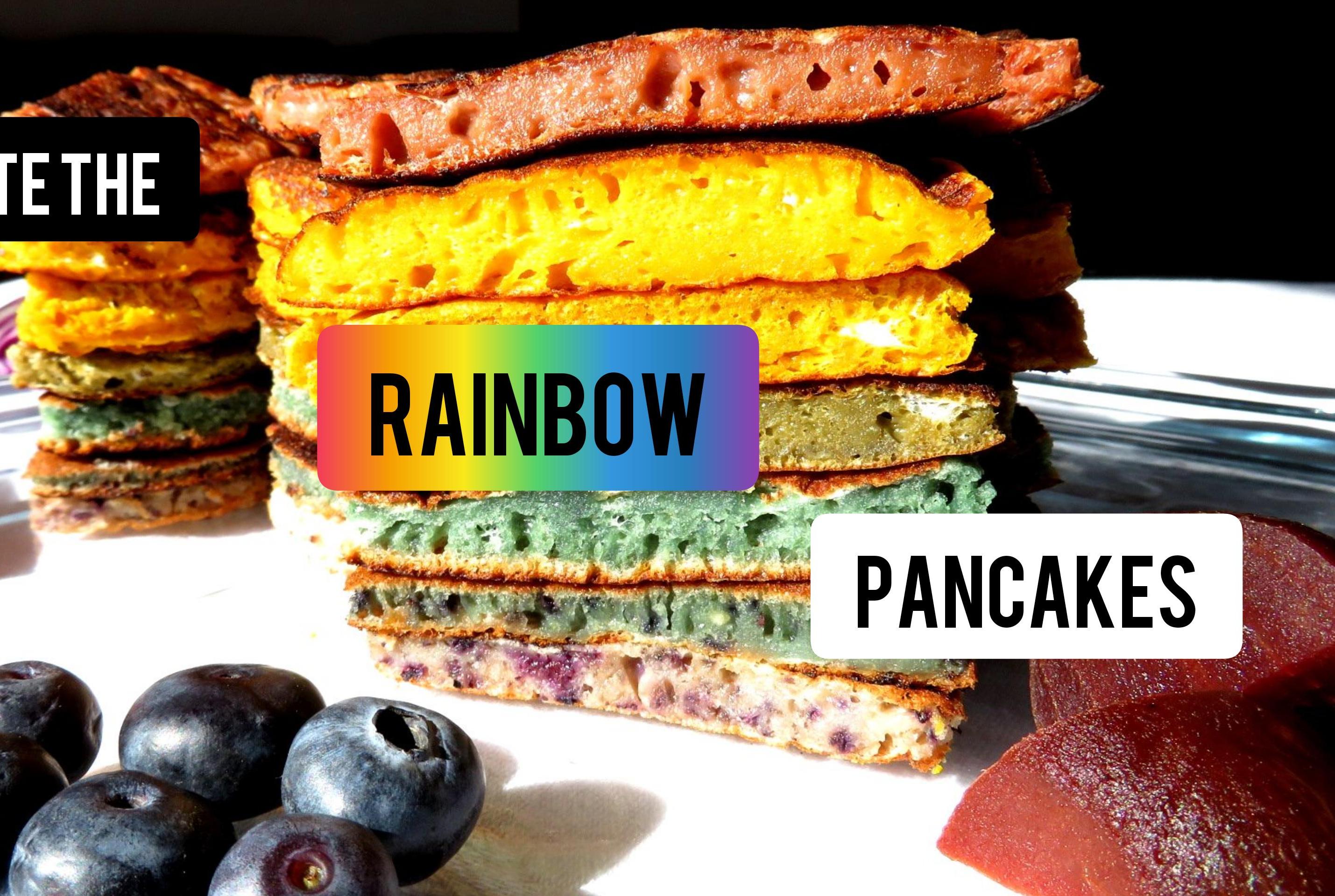 Taste the Rainbow Pancakes With Homemade Food Colouring.