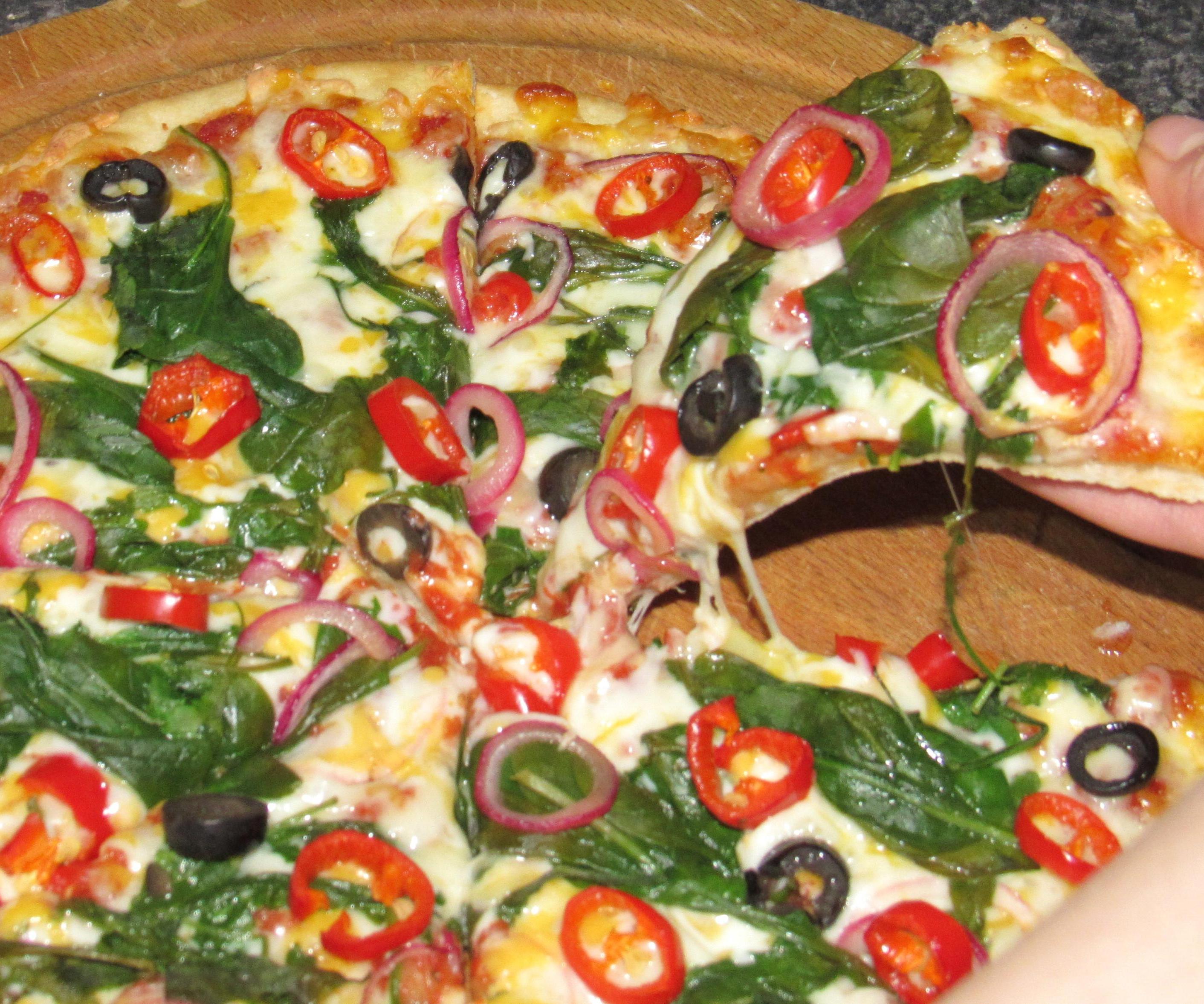 Spinach and Rocket Pizza From a Frozen Four Cheese Pizza