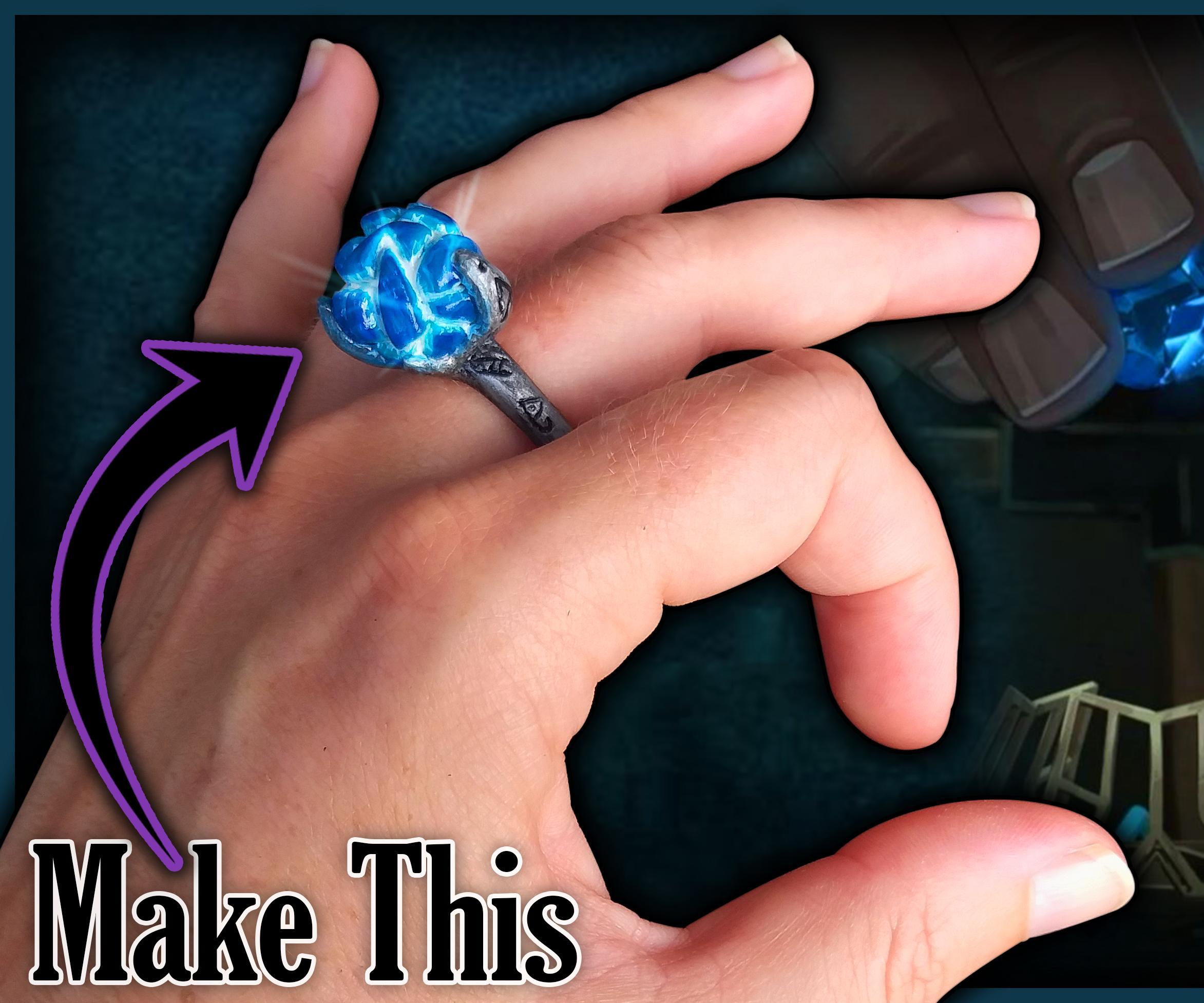 How to Sculpt a Hextech Crystal Ring Out of Polymer Clay.