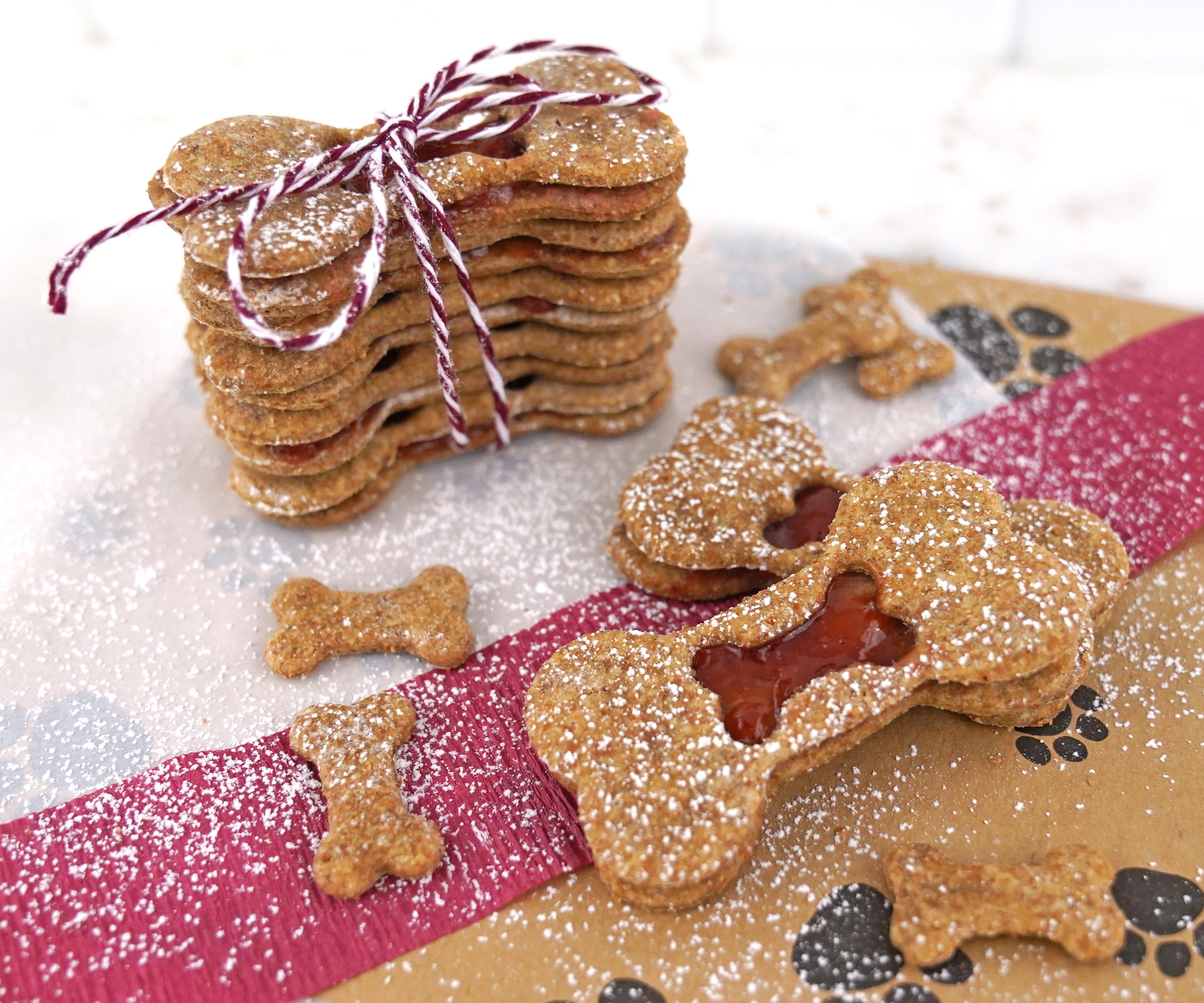 Peanut Butter and Jelly Linzer Cookies for Dogs
