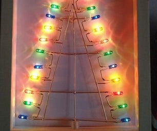 A Luminous Christmas Tree in a Picture Frame, Made From Old Light Strip Bulbs