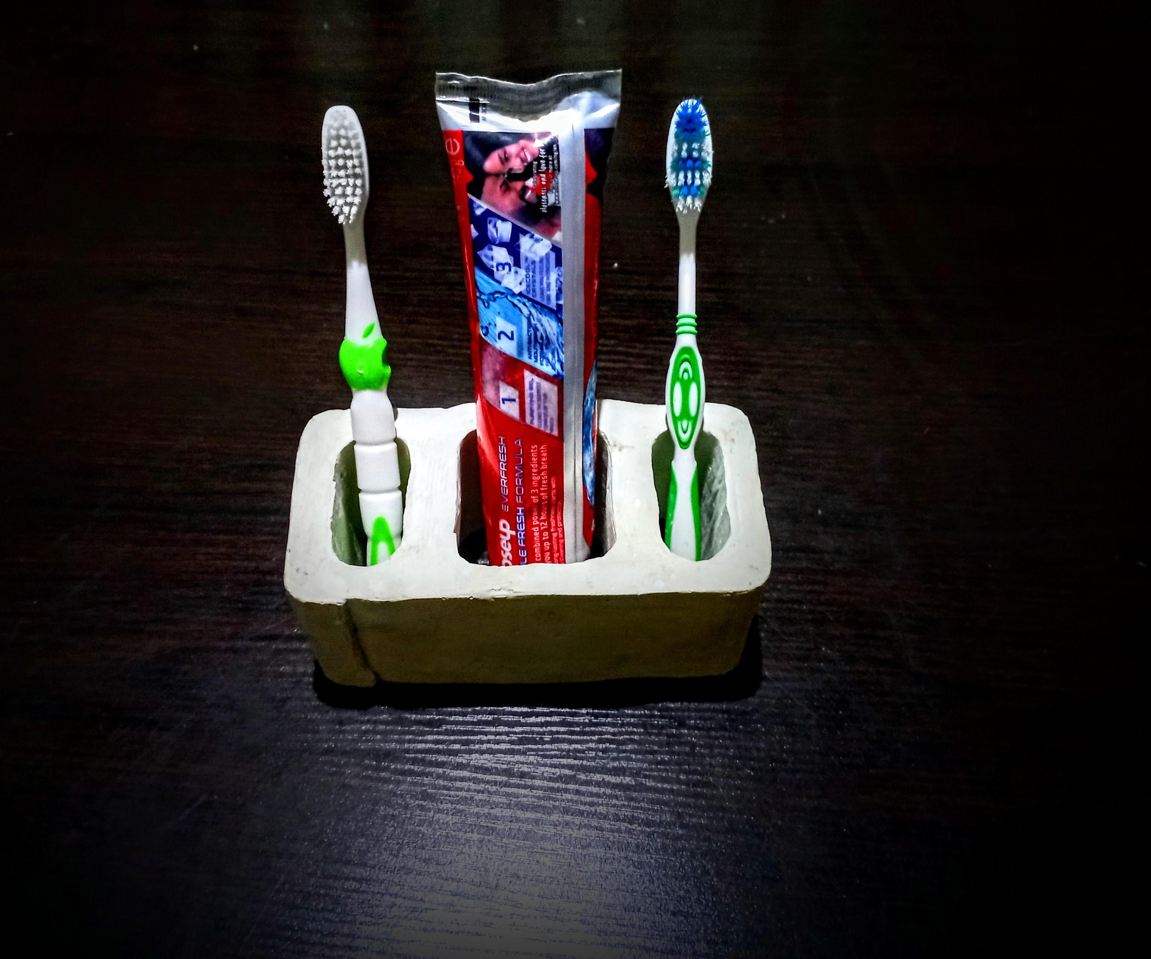DIY Cement Casted Toothbrush Holder.