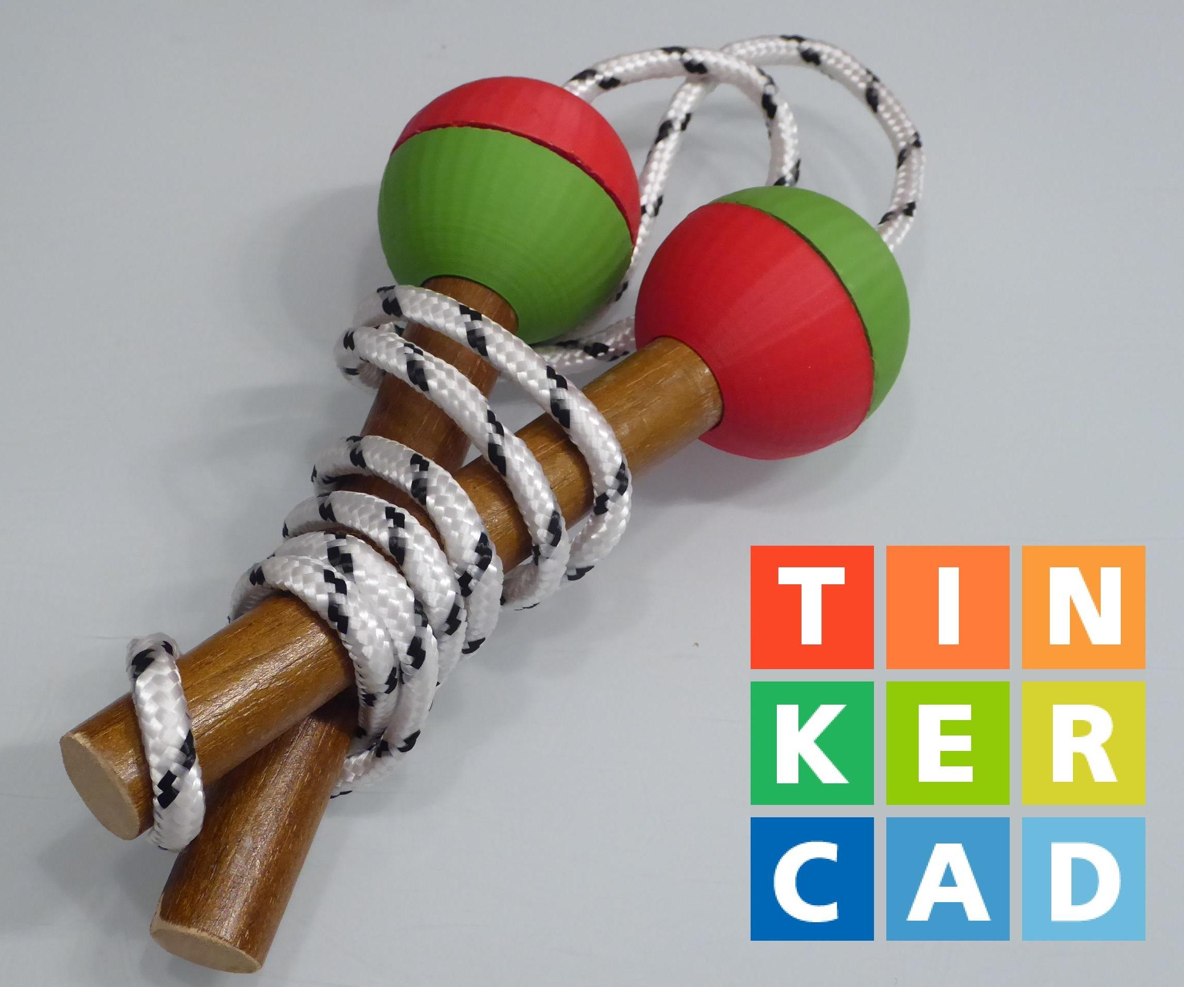 Kids Jump Rope With Wood Handles and 3D Printed Balls