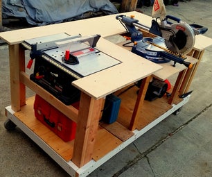 Mobile Workbench With Built-in Table & Miter Saws