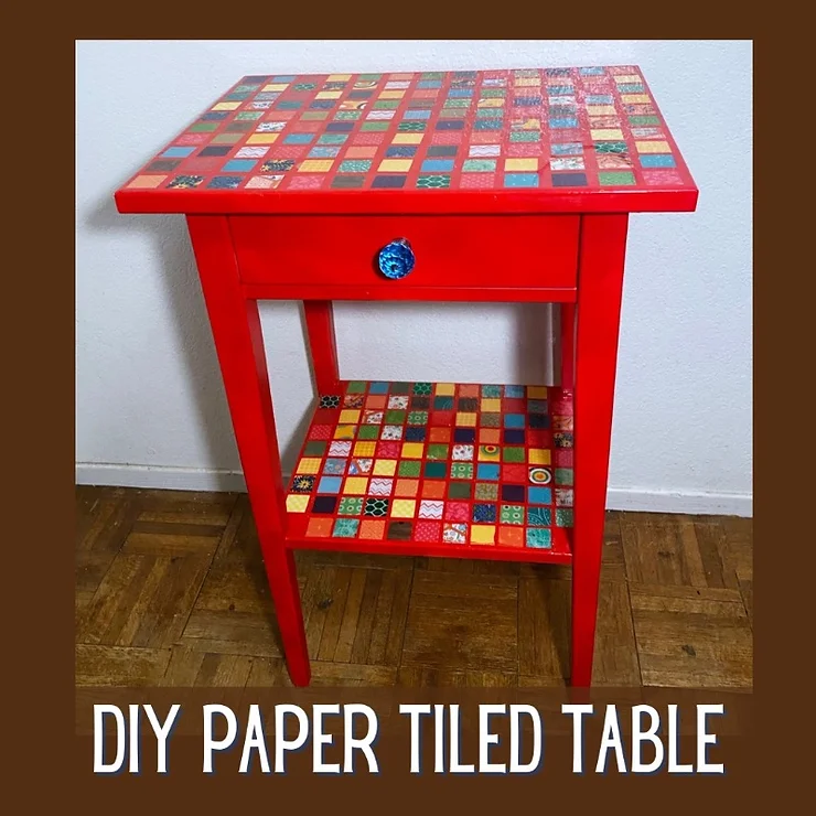 DIY Paper Tiles and Resin Make a One of a Kind Decorated Table