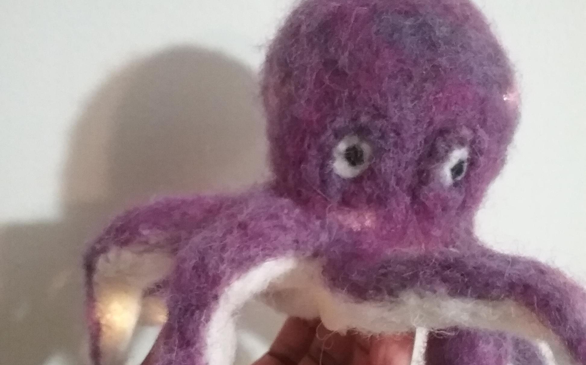 Plush Octopus Lamp, Create Via Needle Felting Wool