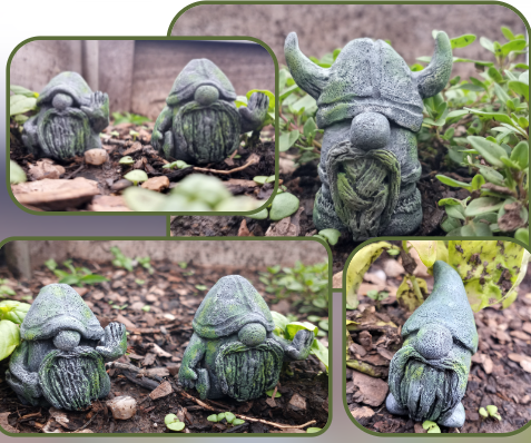 Mossy Stone Garden Gnomes