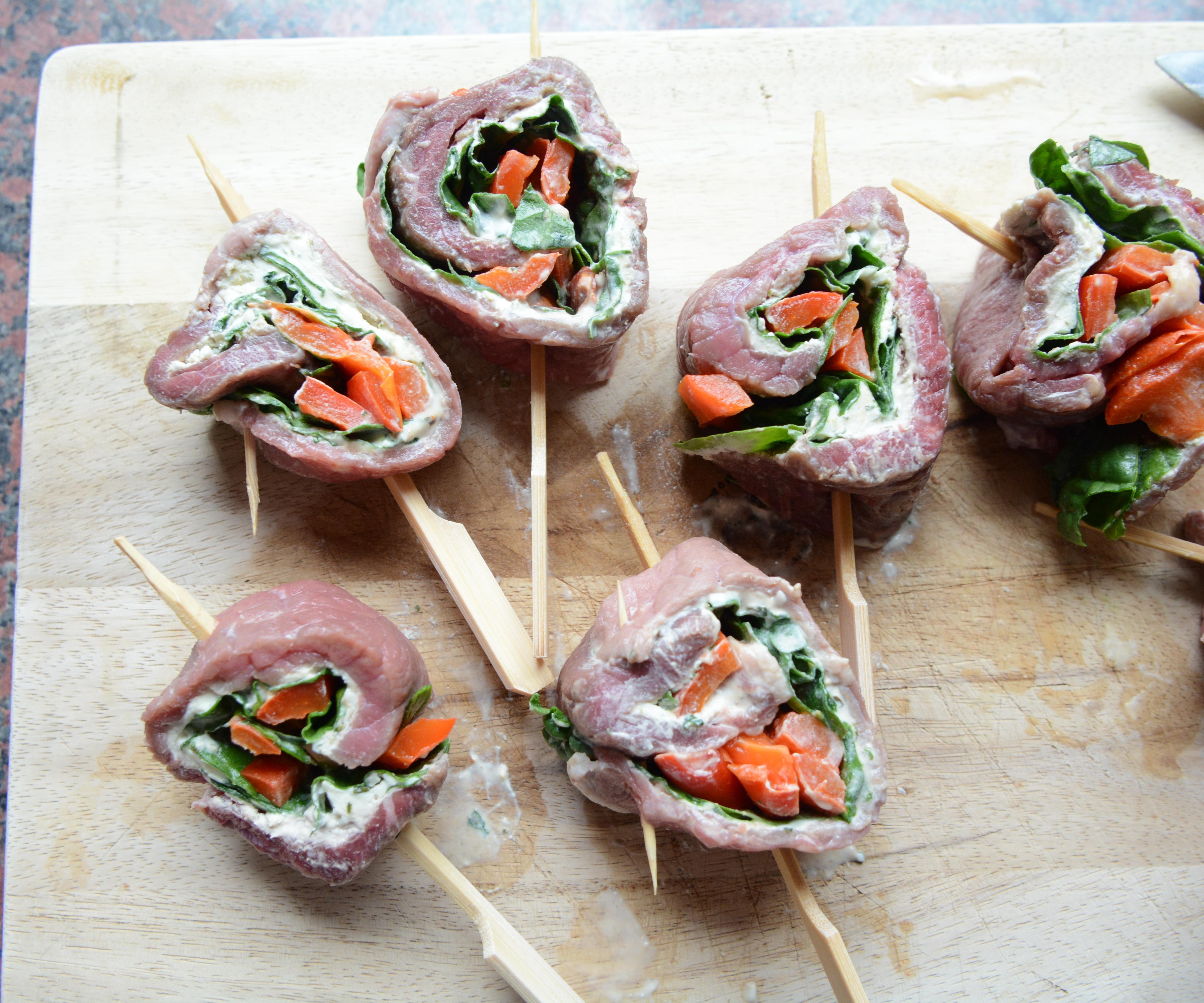 Beef, Spinach and Cheese Pinwheels 