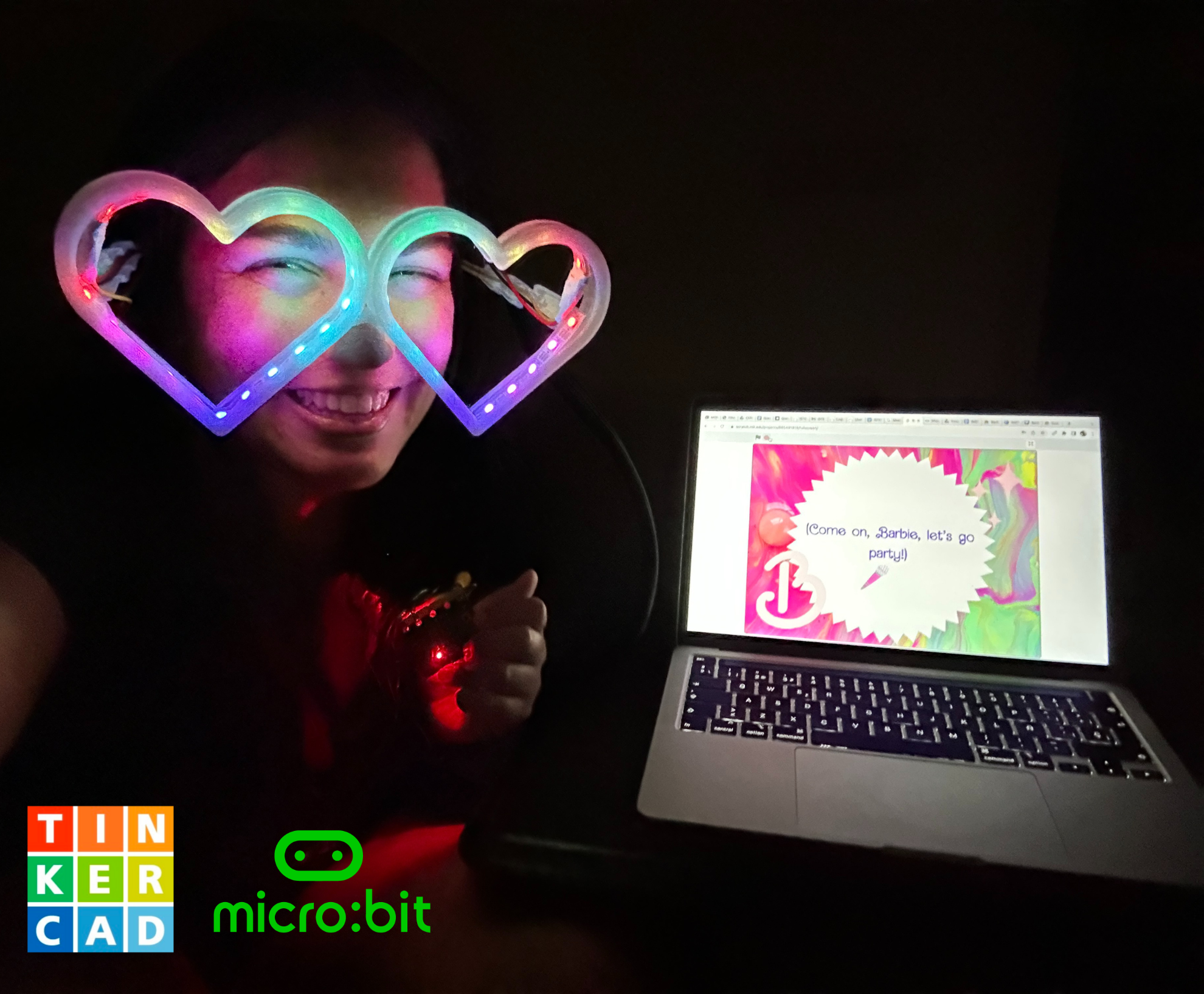 Barbie's Karaoke Voice-Activated Glasses With Voice-Responsive Light Effects: Tinkercad and Micro:bit Enchantment! 🎵✨