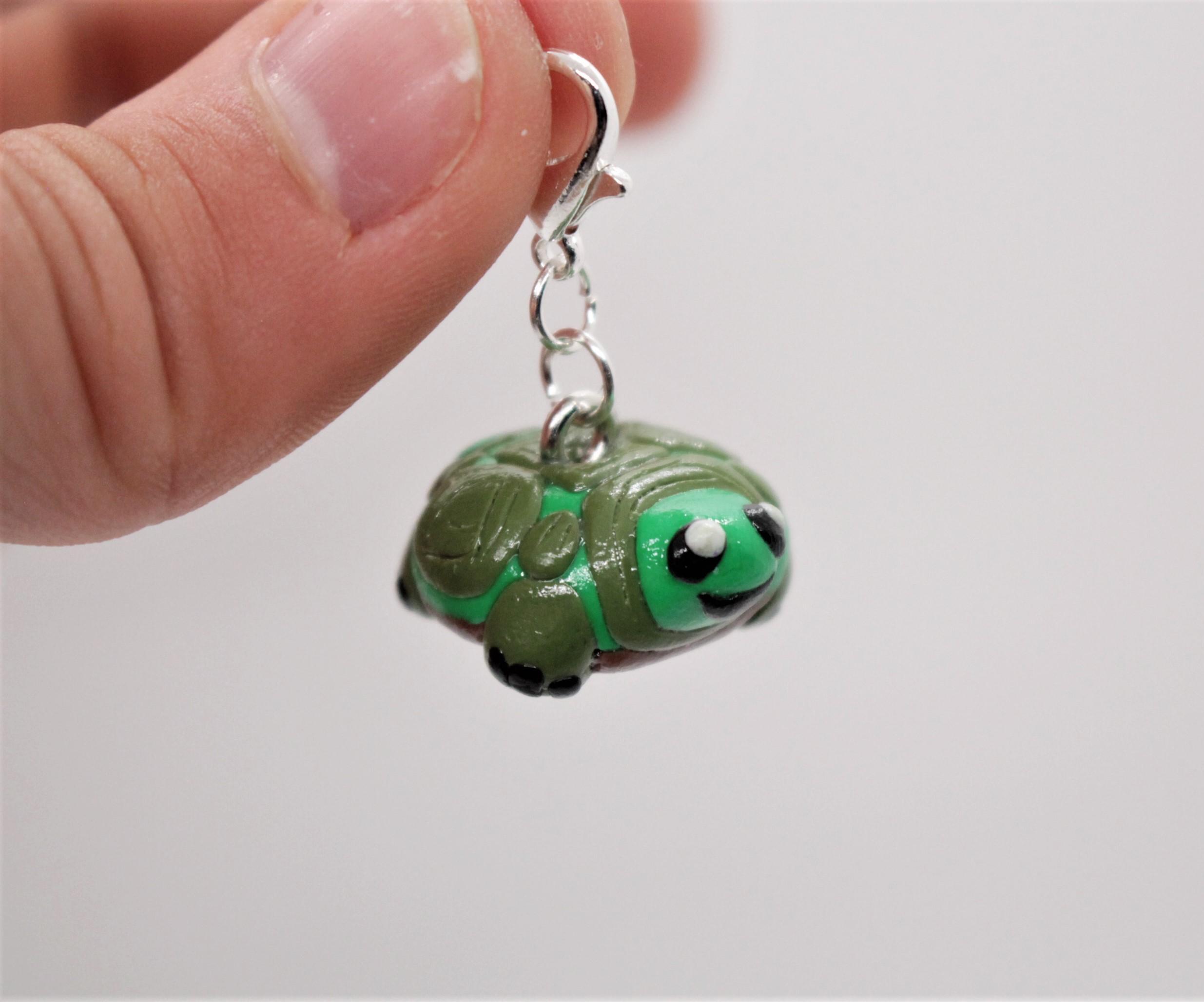 Mini Hand Made Green Polymer Clay Turtle