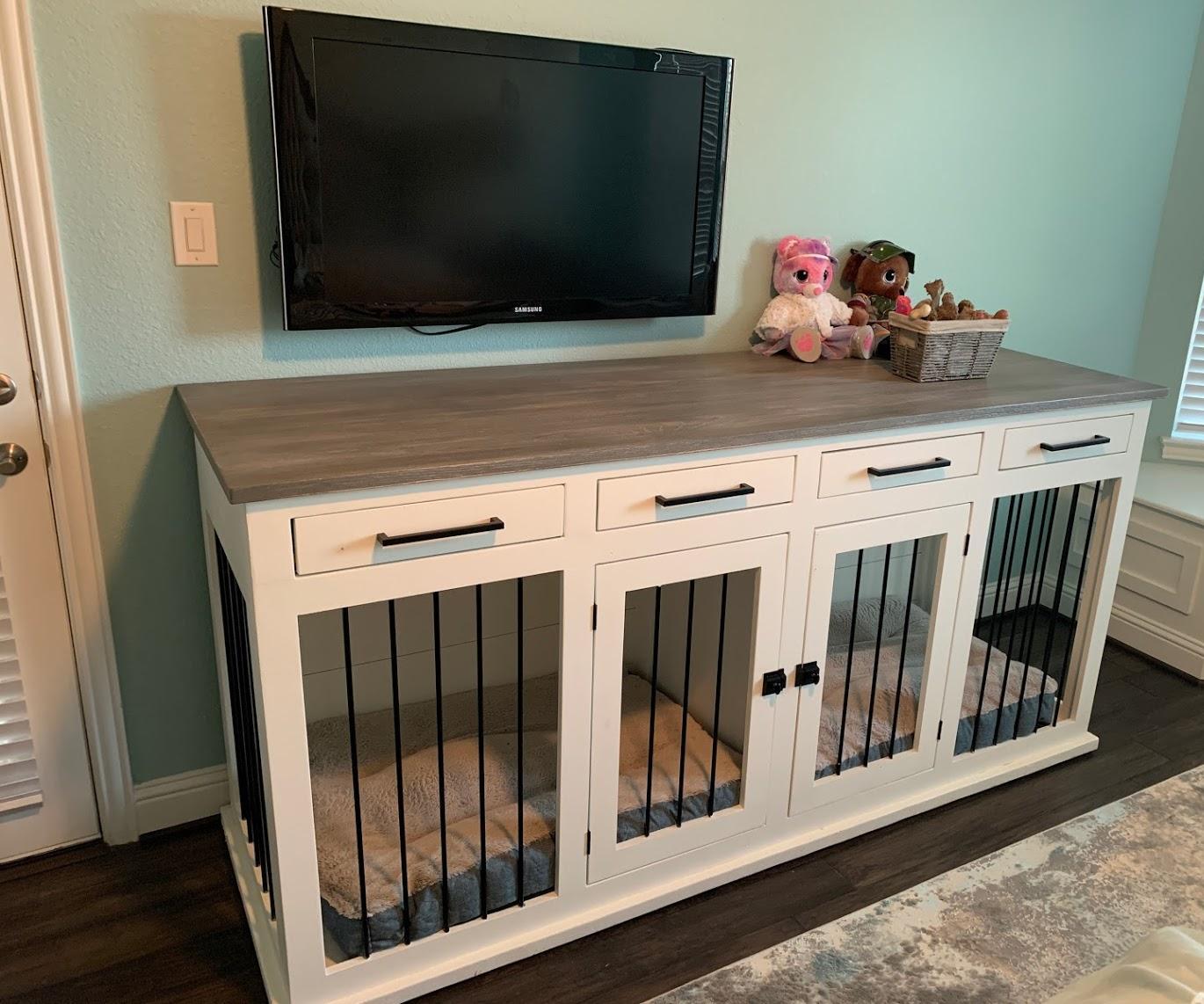Large Double Dog Kennel TV Stand