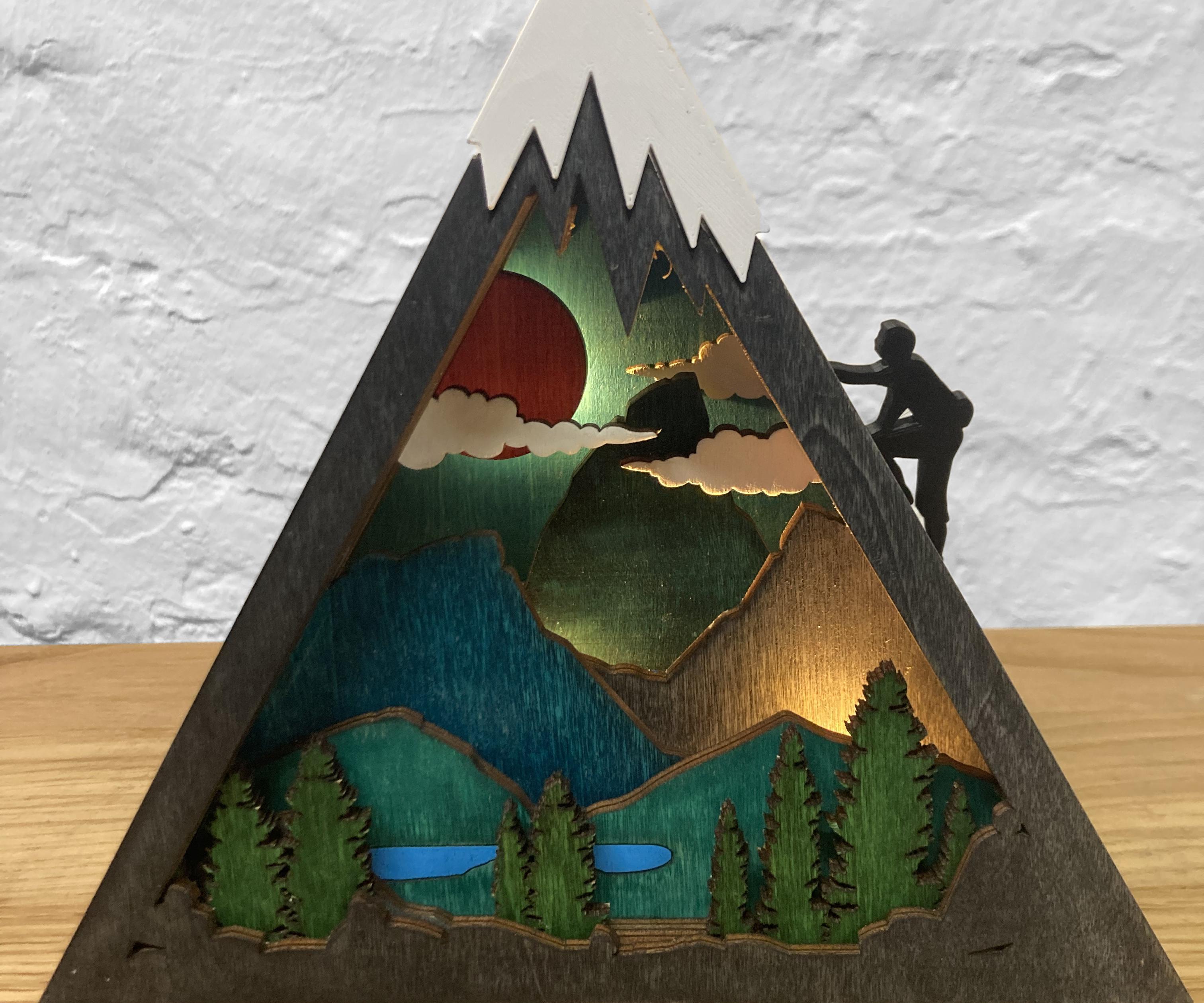 Mountain Diorama Lamp With 3D Printed Climber Switch