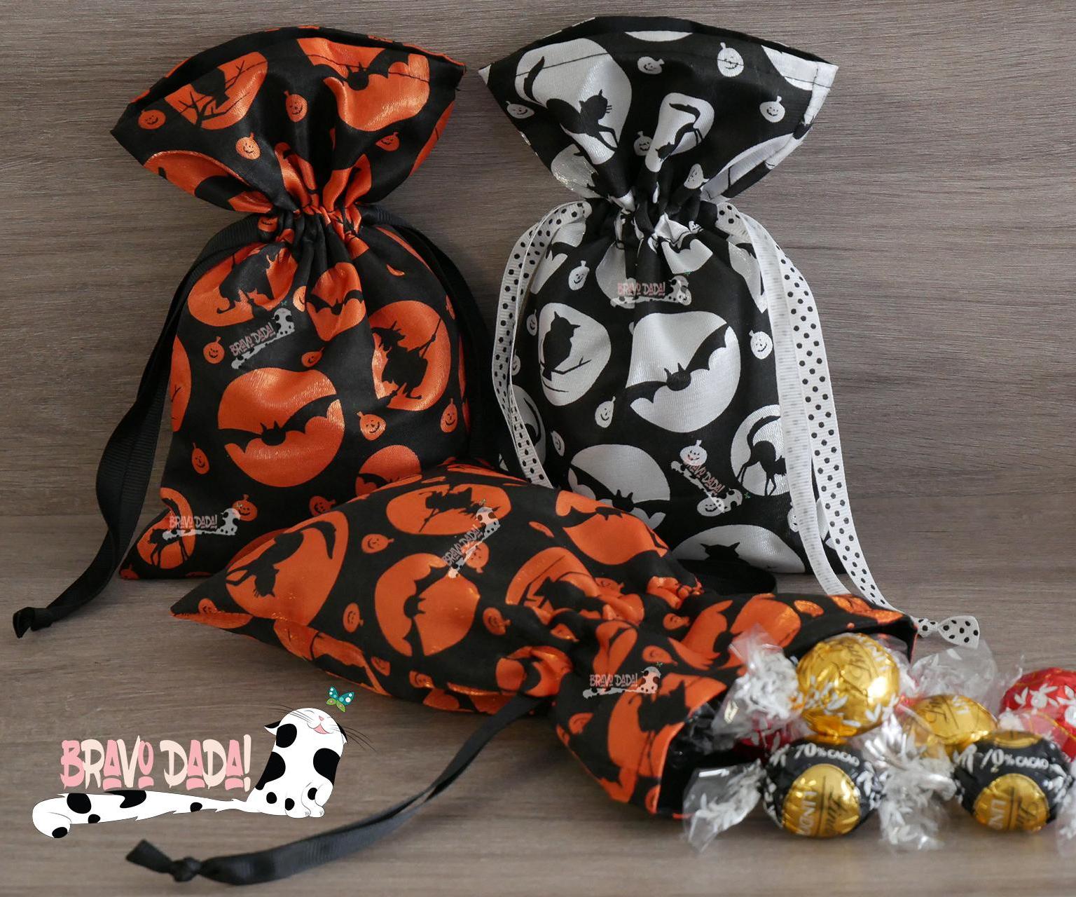 DIY How to Make a Halloween Trick or Treat Lined Drawstring Bag - Bravo Dada! Sewing Tutorial