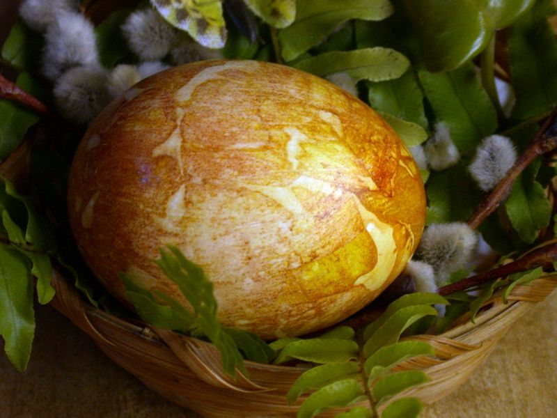 Easter Eggs Dyed With Onion Skins