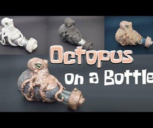 Sculpted and Electroformed Octopus on a Bottle