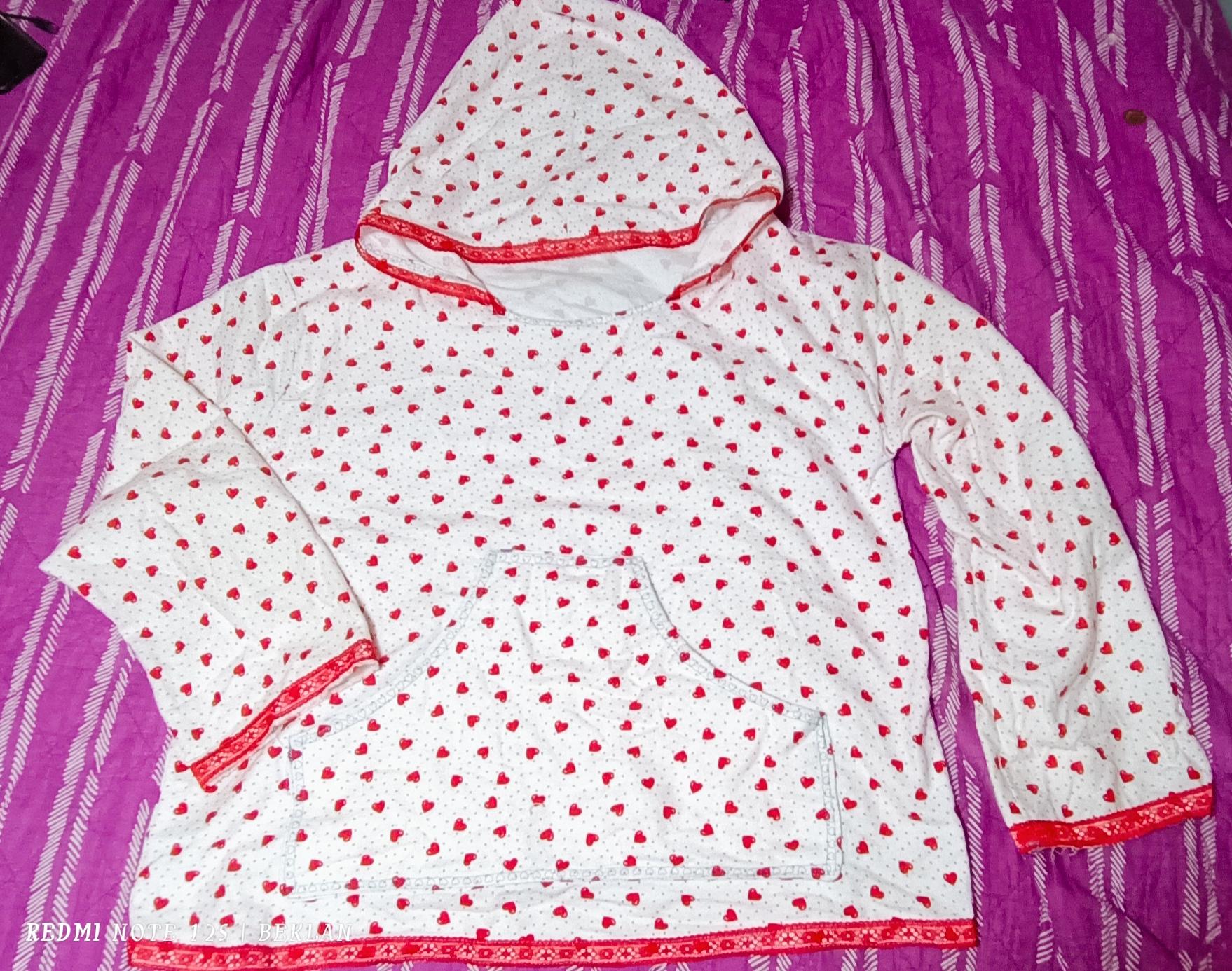 Cozy Hoodies Handcrafted With Dancing Bears and Red Hearts Flannel Fabric