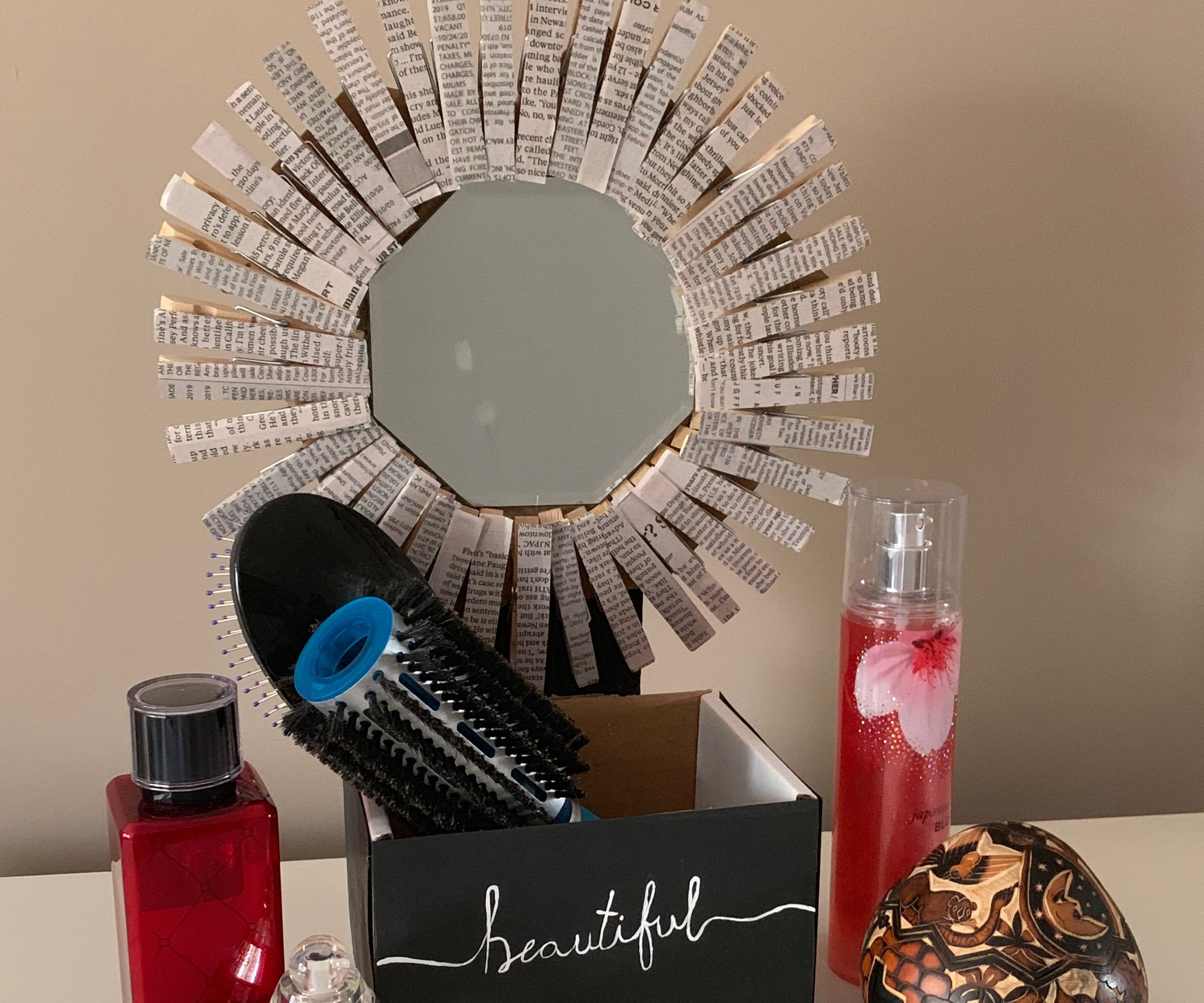 Clothespin Mirror and Vanity Holder