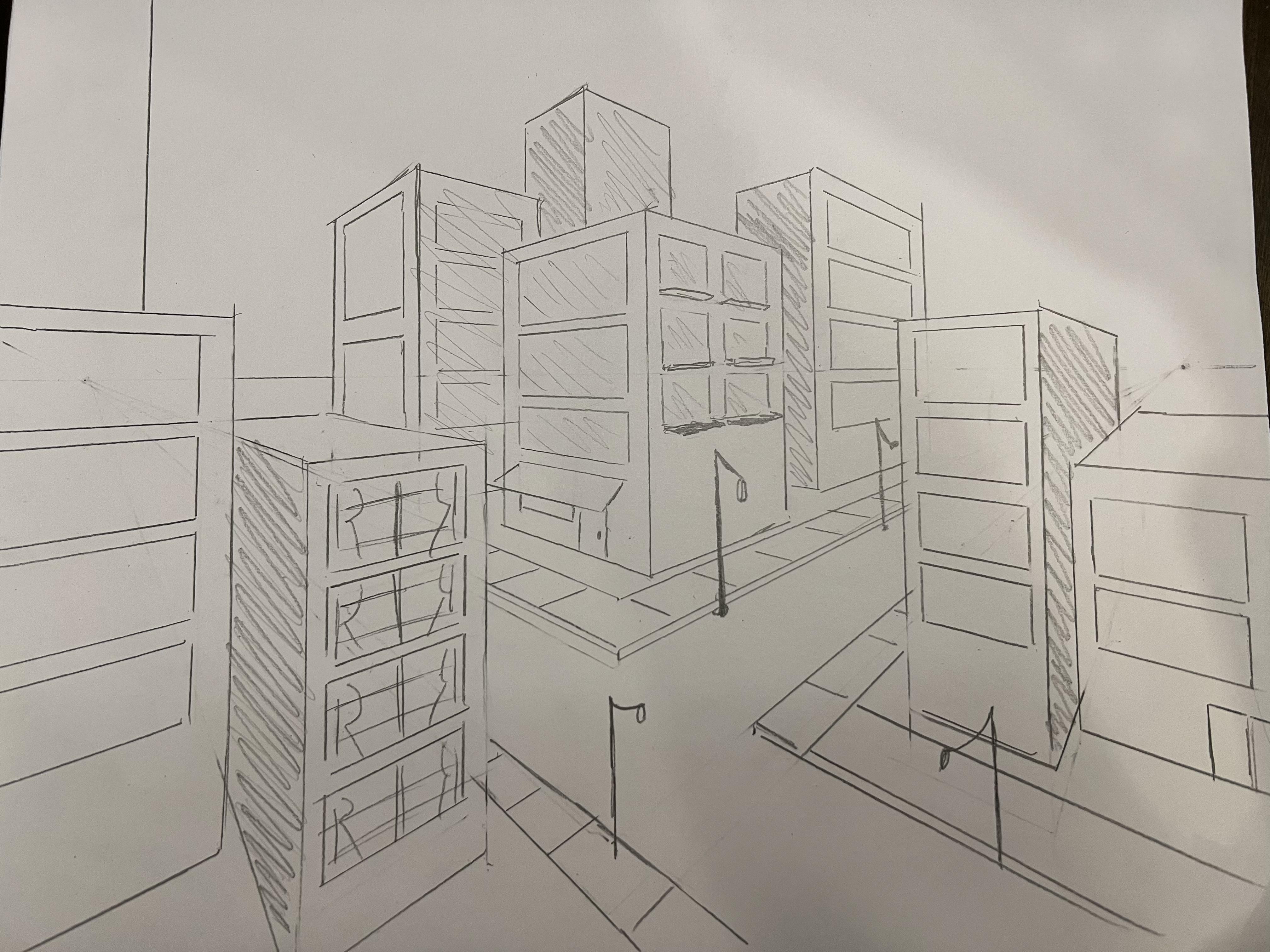 Drawing a City in 2 Point Perspective
