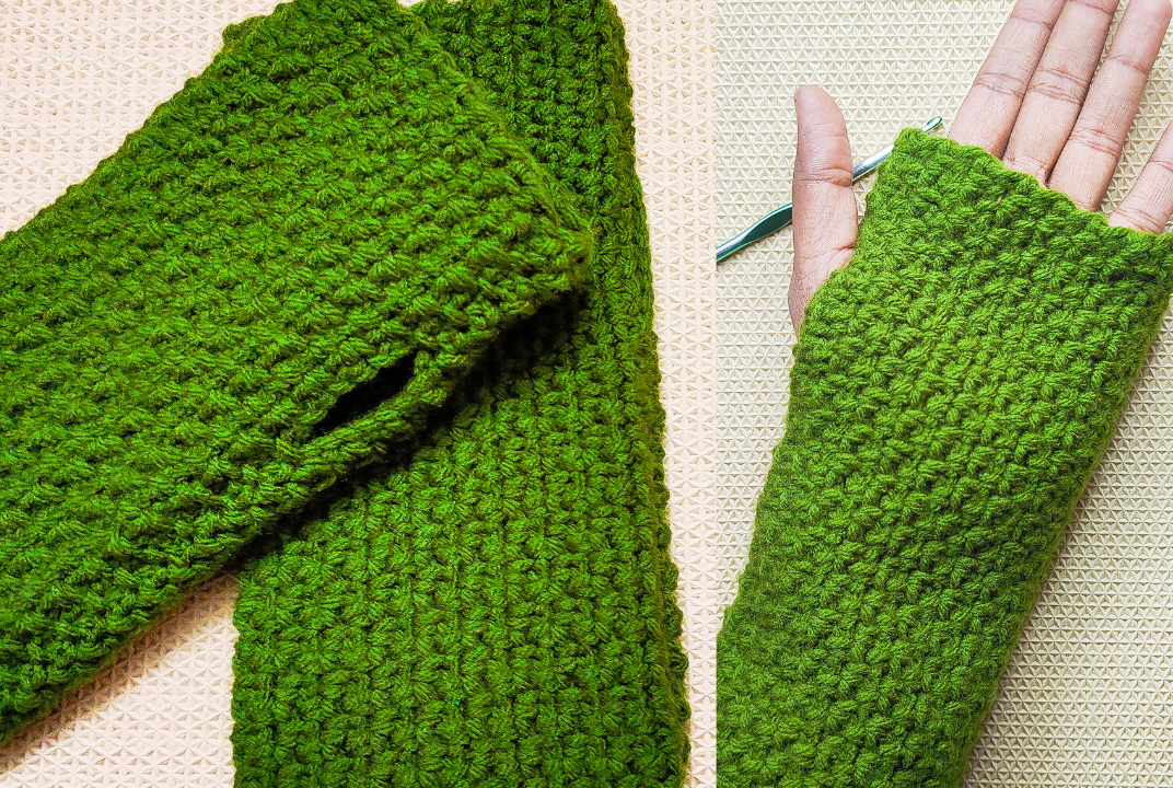 Easiest No Fuss Crochet Fingerless Gloves