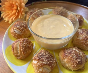 Quickie Parmesan Pretzel Bites With Cheesy Cheddar Dipping Sauce