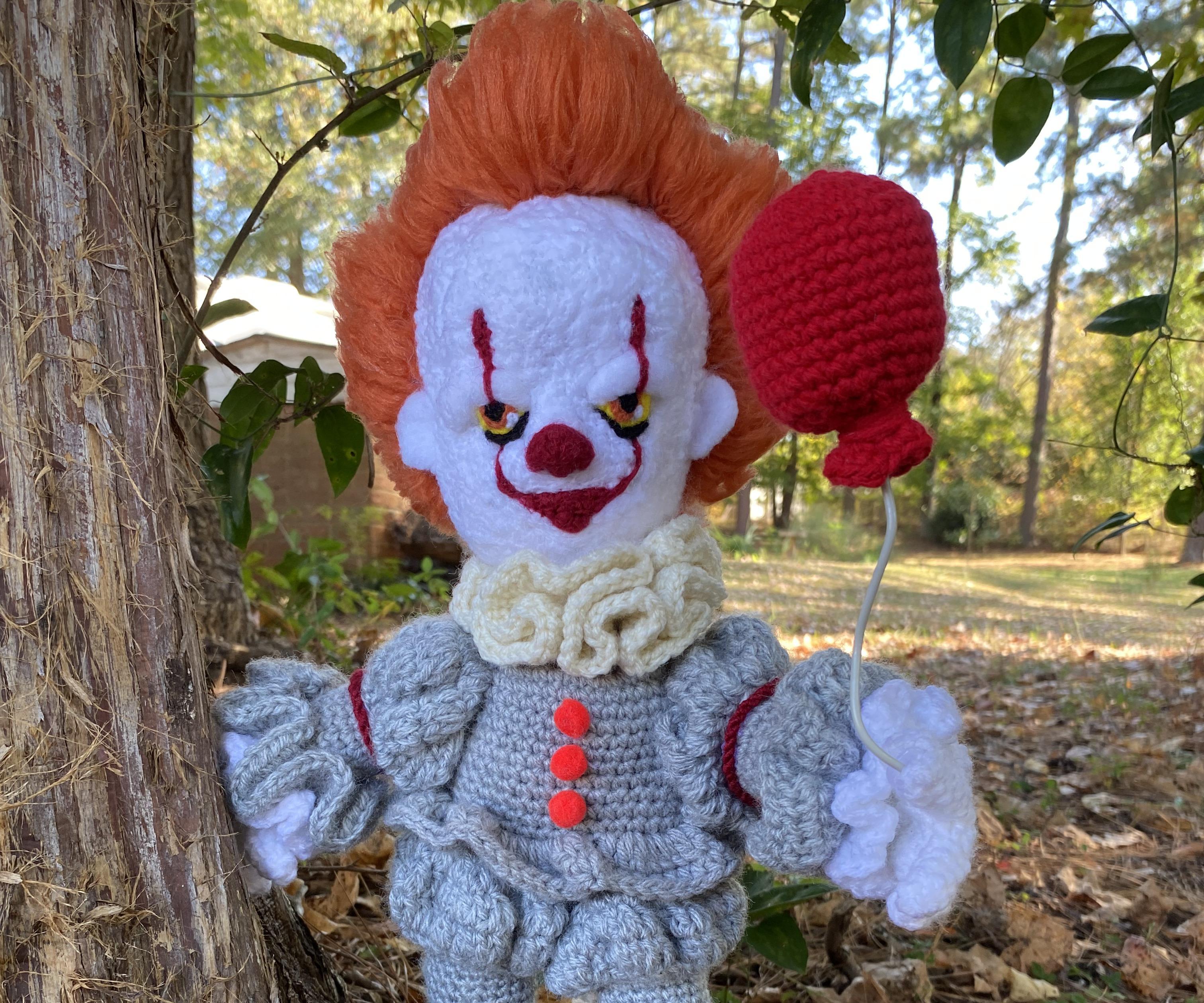 "Pennywise" Crochet and Felted Plush Inspired by Stephen King's "IT"