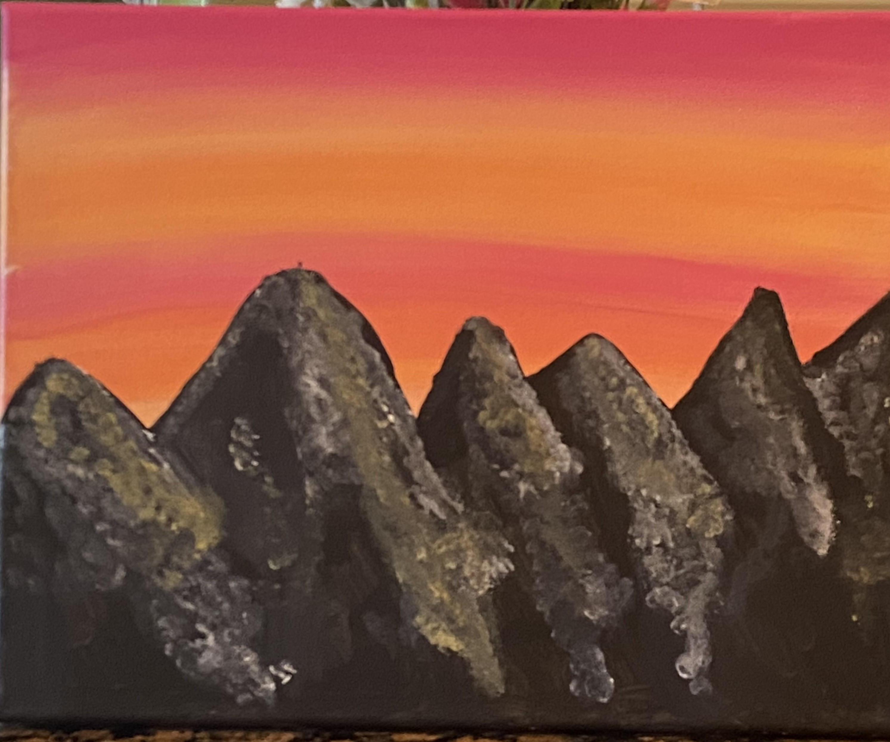 The Mountains at Sunset Painting