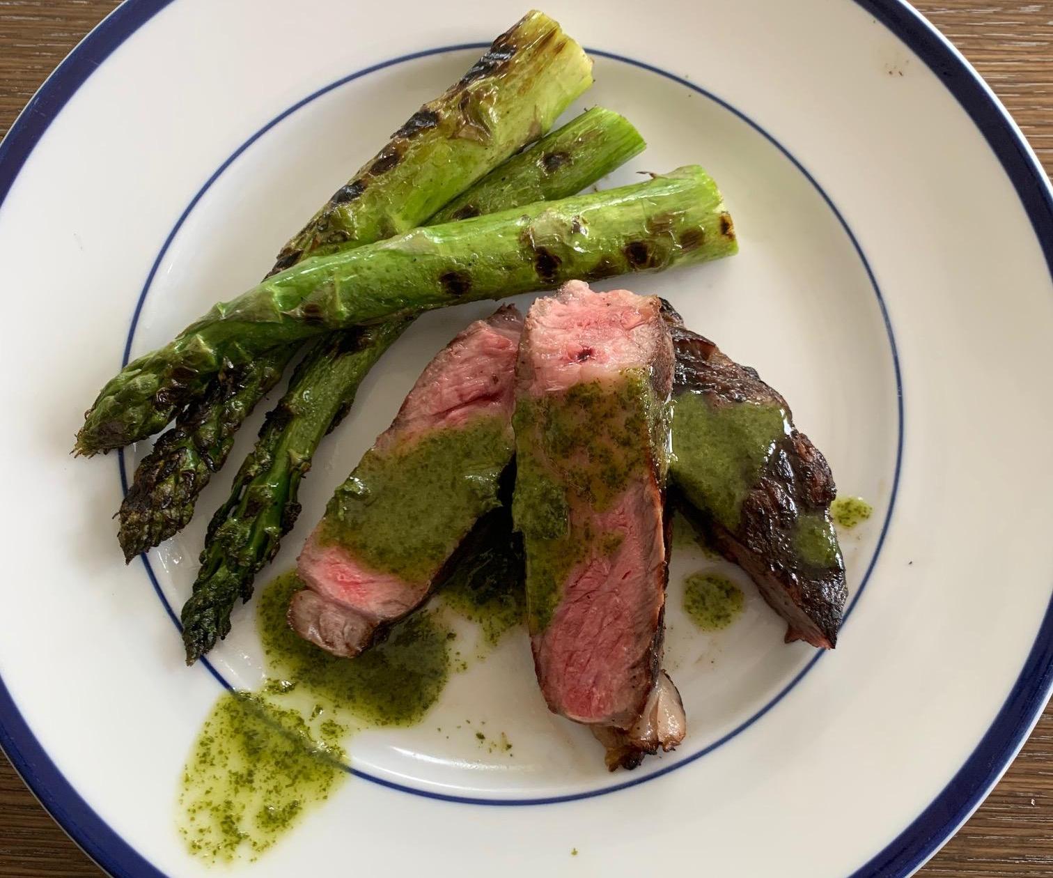 Grilled Ribeye With Mint Vinaigrette 