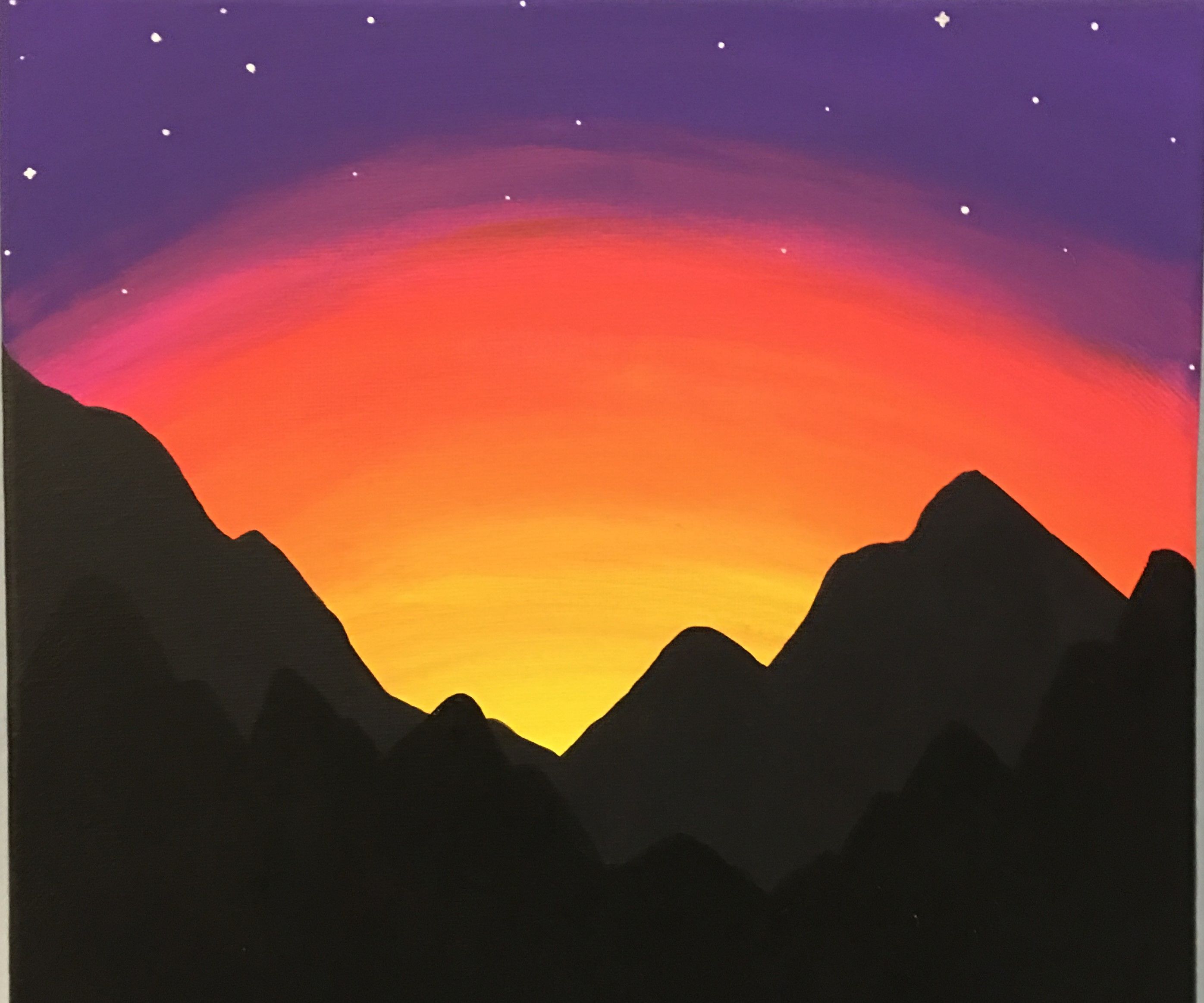 Paint a Mountain Sunset (for Beginners)